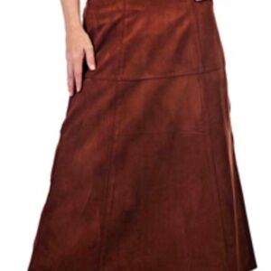 FAUX SUEDE SKIRT, JOAN RIVERS, COLOUR: SADDLE, SIZE 26W, BACK ZIPPER, SIDE WAIST